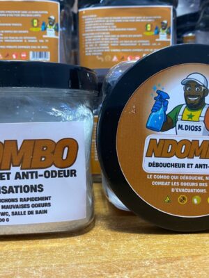 NDOMBO-DEBOUCHEUR ANTI ODEUR CUISINE WC Éliminez bouchons et mauvaises odeurs avec NDOMBO, le déboucheur en poudre Made in Sénégal. Efficace pour WC, éviers, douches et canalisations.